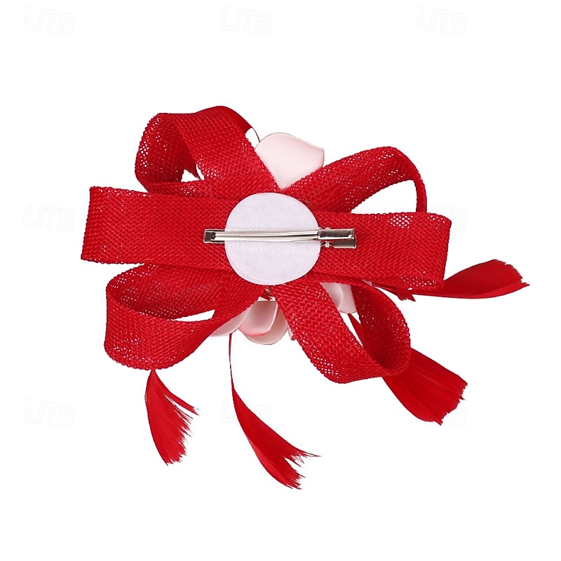 fascinators Linfrø Bryllup Bursdag Årgang søt stil Retro Rød Med Fjær Blomst Hodeplagg Hodeplagg 2026 - $17.49 –P10