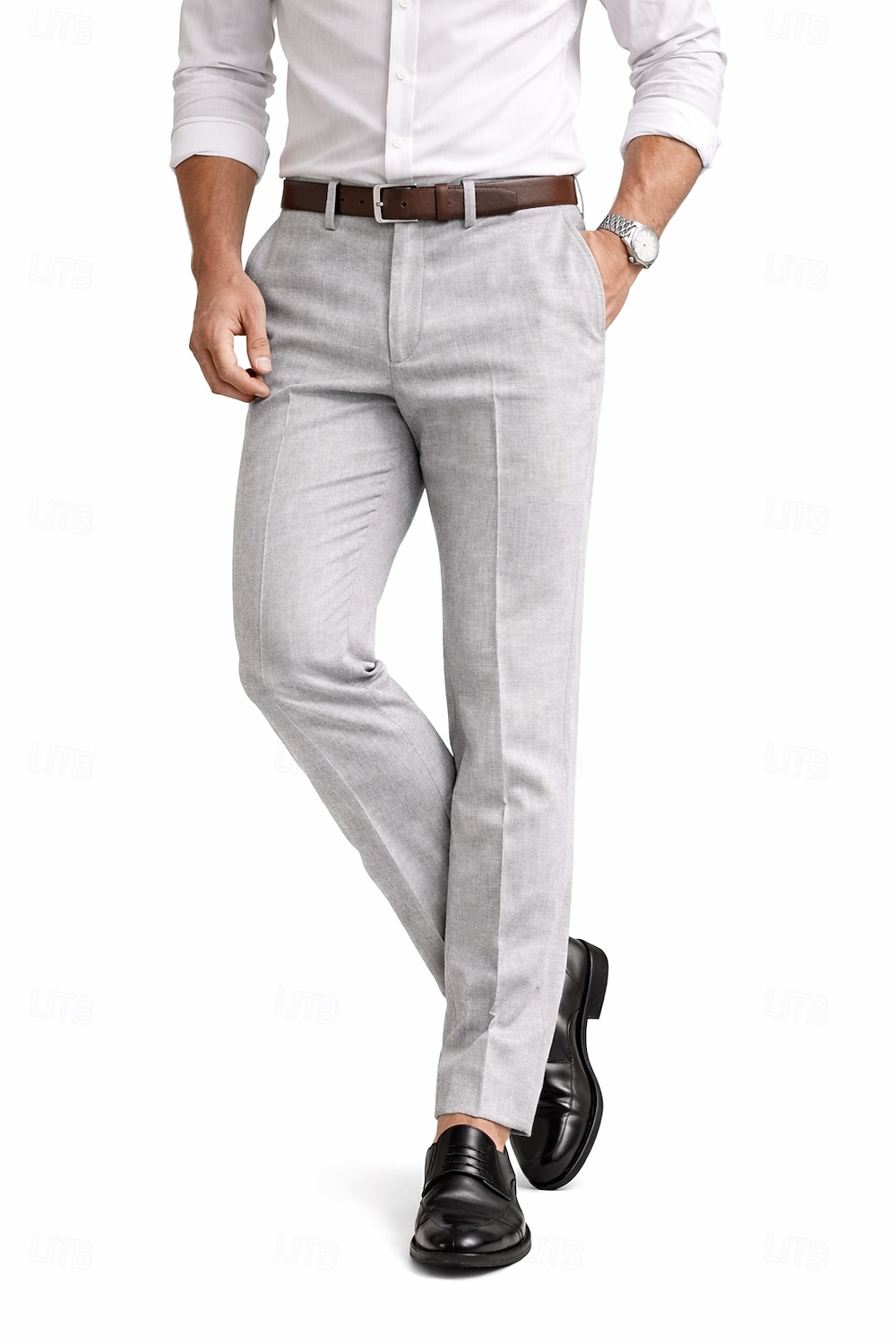 Uomo Cotone Lino Pantaloni Eleganti Pantaloni casual Affari Ufficio Vintage Classico & Senza Tempo Formale Bianco Rosa Borgogna Primavera & Estate Pantaloni Tinta unica Vestibilità aderente Lungo del 2026 a $39.99 –P3