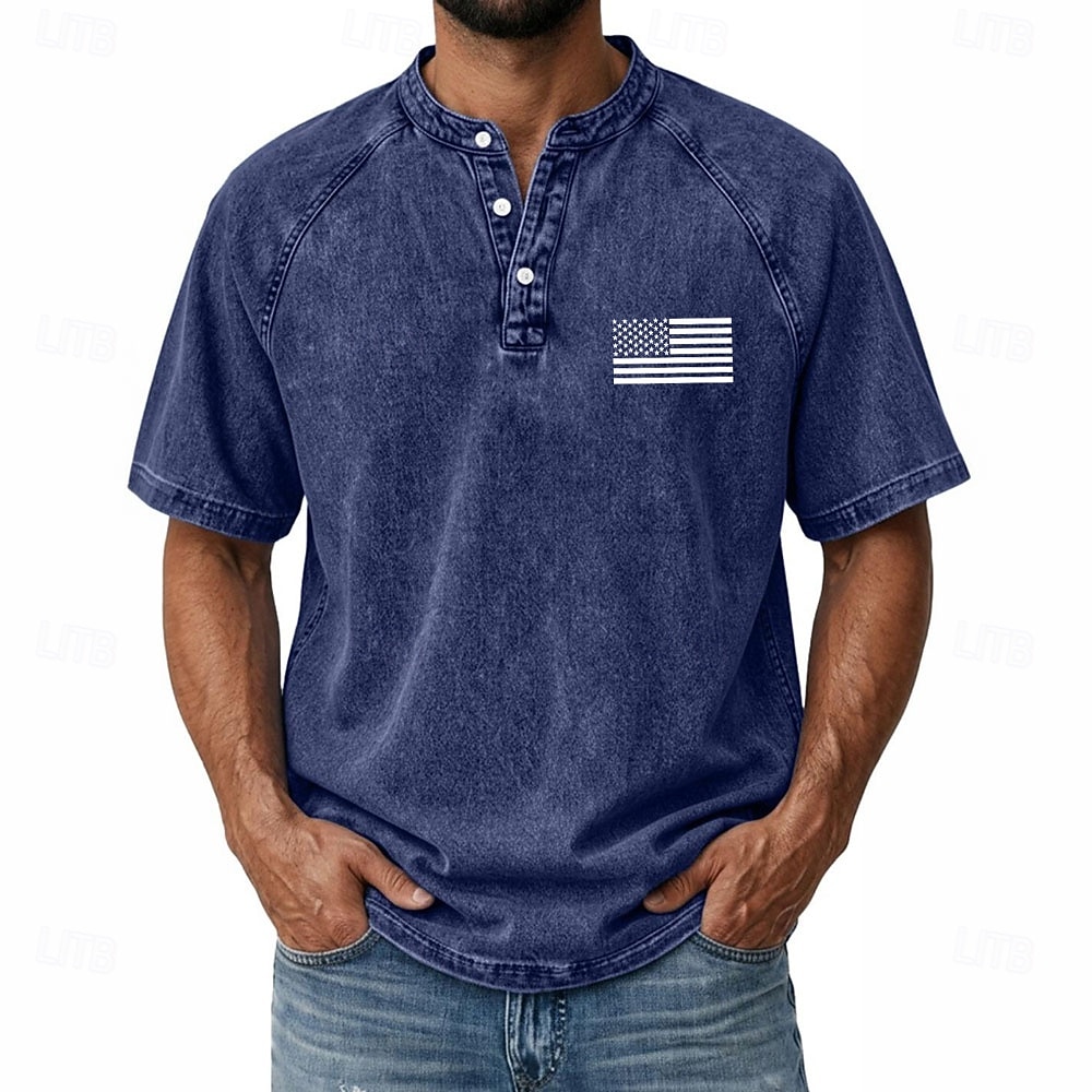 T-shirt graphique américain US Flag pour homme SoftFade™ chemise en denim 100 % coton chemise acid wash haut à manches courtes vintage streetwear maison rue été printemps noir rose vert clair gris de 2026 ? $31.99 –P10