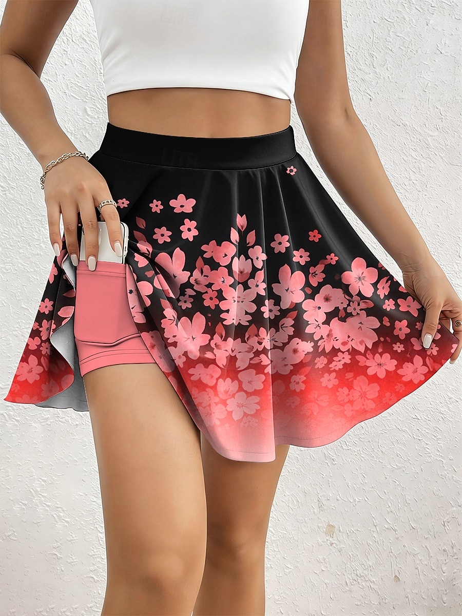 Per donna Gonna da vacanza Elegante Moda Hawaiano Abbigliamento da Spiaggia Sopra il ginocchio Vita Alta Gonne Grafico Sfumatura Floreale Stampato Alta elasticità Quotidiano Spiaggia Rosso Blu Viola del 2026 a $19.99 –P4