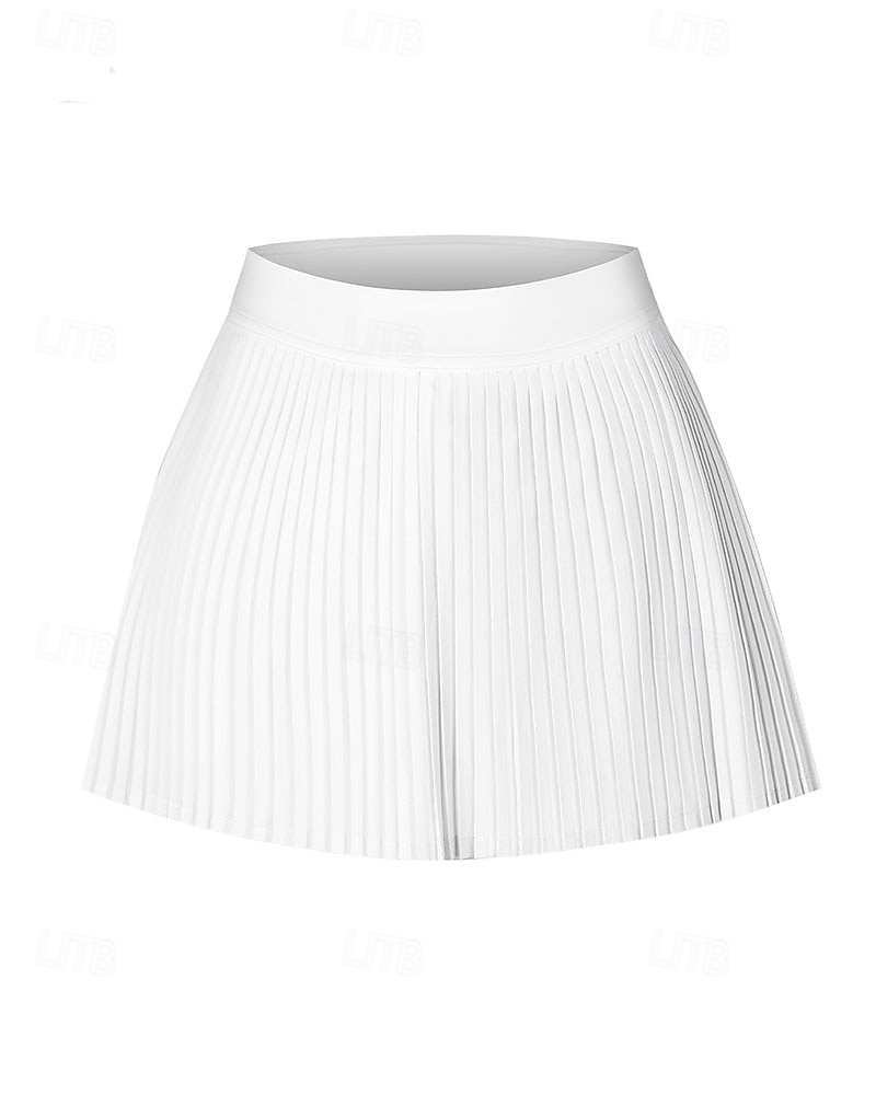 Women's Solid Colored Casual Skirt Tennis Shirt Tennis Skirts with Shorts Sport Skirt Sleeveless Pleated Pocket Quick Dry Elastic Sweat-Wicking Breathable Tennis Golf Pickleball Skirt White Yellow 2026 - $28.99 –P7