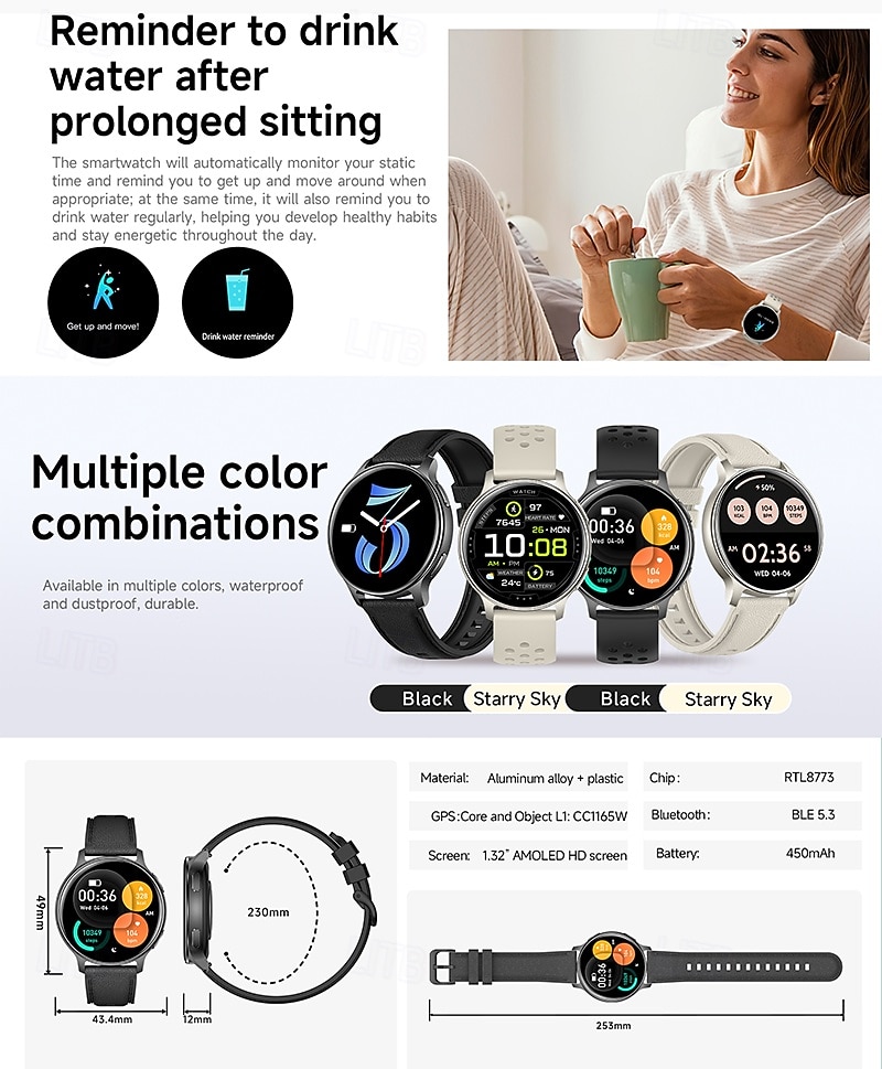GPS Smart Watch with Wireless Calling, AMOLED Ultra HD Screen, Built-in Altimeter & Barometer, 100+ Sports Modes, Heart Rate Sleep Monitor, Outdoor Adventure Fitness Tracker for Men Women 2026 - $73.99 –P7
