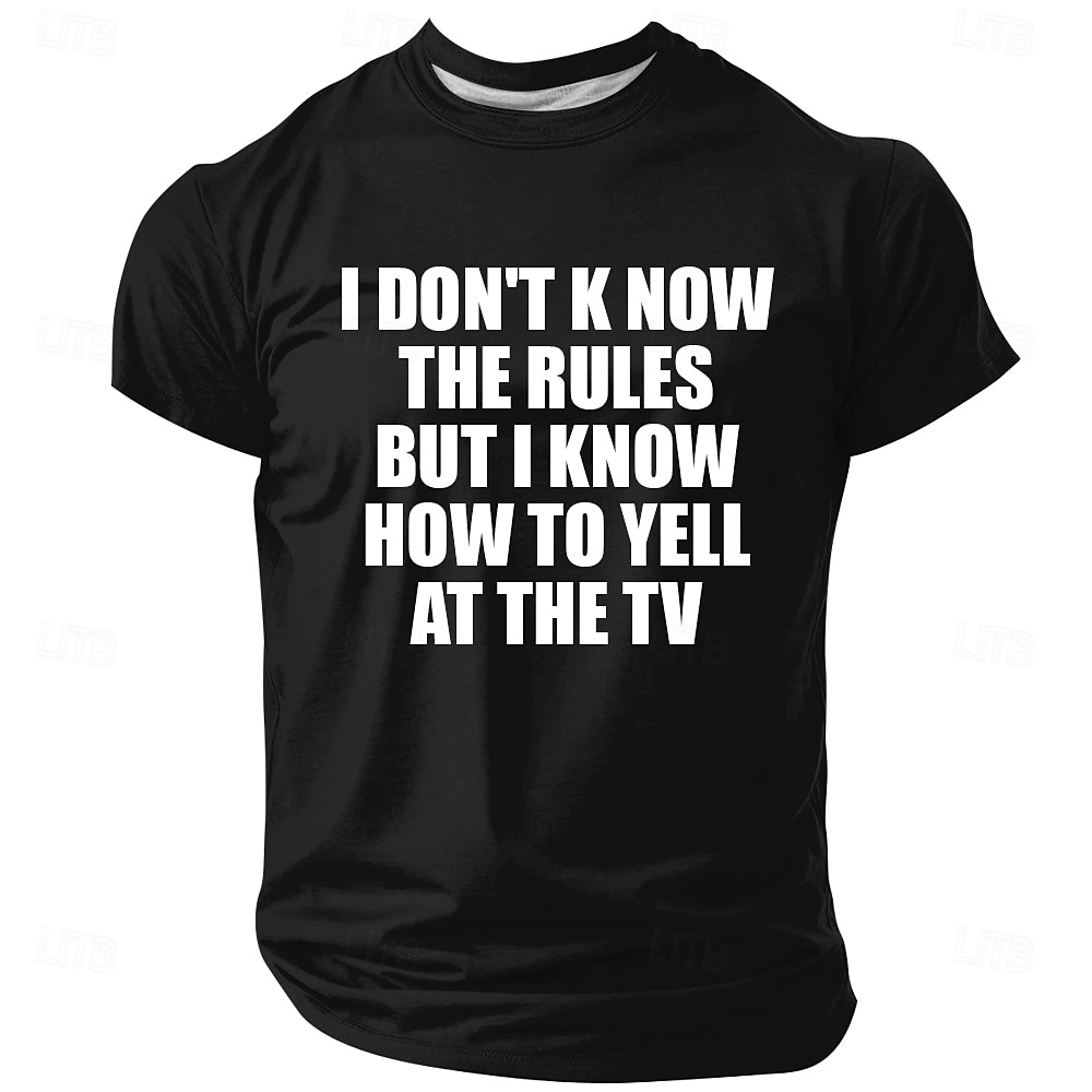 Men's I Don't Know The Rules But I Know How To Yell At The TV 2026 World Soccer Cup Fan Funny Black T Shirt Graphic Crew Neck Game Day Football Tournament Designer Clothing Apparel S M L XL XXL XXXL 2026 - $22.99 –P1