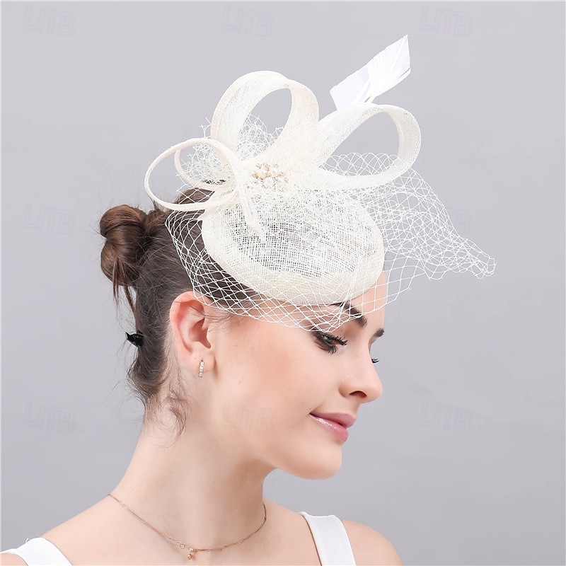 Fascynatorzy Sinamay Ślub Urodziny Zabytkowe Śłodkie Retro Z Tiul Winieta Nakrycia Głowy 2026 - $34.99 –P3