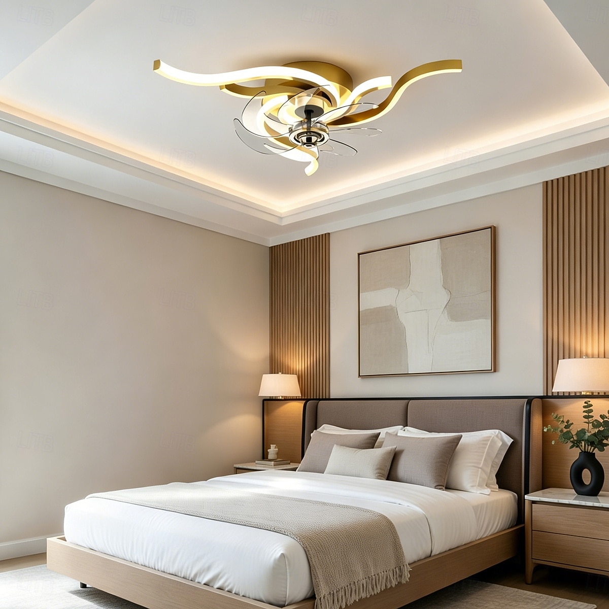 Moderní stropní ventilátor s osvětlením, nízkoprofilové stropní ventilátory s dálkovým ovládáním a ovládáním pomocí aplikace, 6 rychlostí s reverzibilními lopatkami, plynule stmívatelný LED stropní 2026 - $136.99 –P2