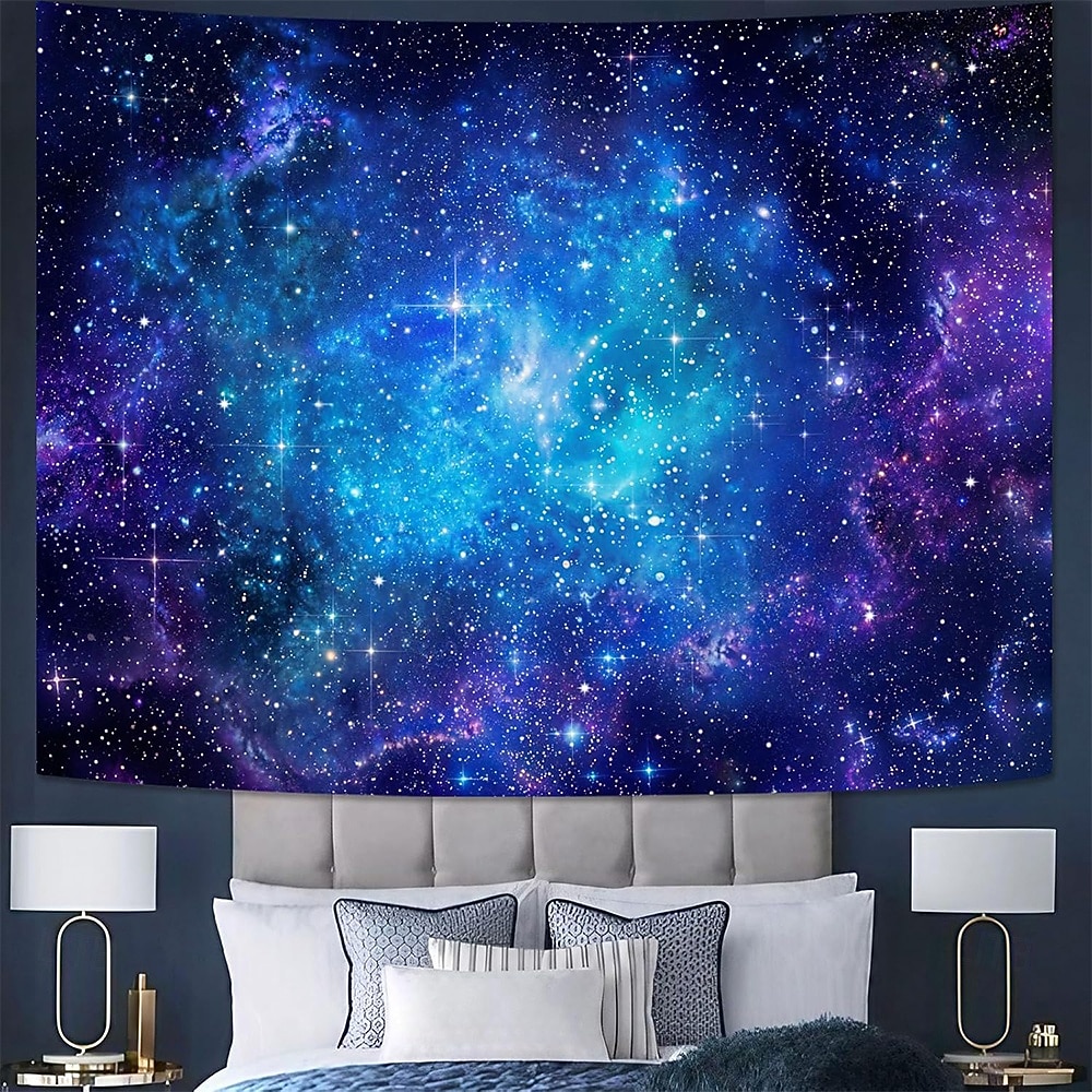 Deep Blue Purple Galaxy Nebula Wall Tapestry Starry Night Sky Outer Space Ethereal Glow Cosmic Wall Hanging for Bedroom Living Room Dorm Aesthetic Backdrop 2026 - $20.99 –P7