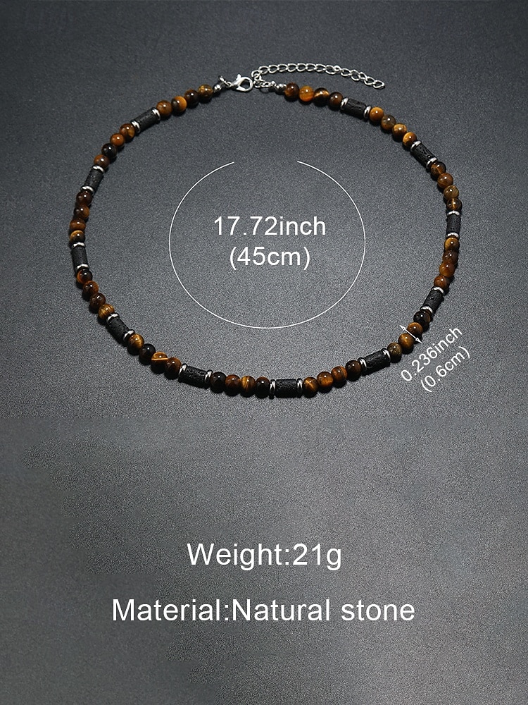 Men's Bohemian Style Natural Stone Necklace, Multi-color, Perfect for Daily Casual Wear & Beach Vacations 2026 - $11.99 –P11