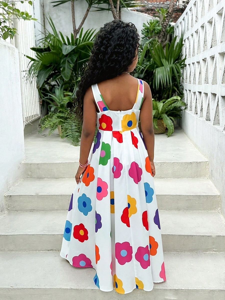 Bambini Ragazze Abito Vestito floreale Floreale Senza Maniche All'aperto Feste Scuola Vacanza Moda Quotidiano Poliestere Maxi Abito a trapezio Estate Dai 4 anni in su Bianco del 2026 a $24.99 –P5