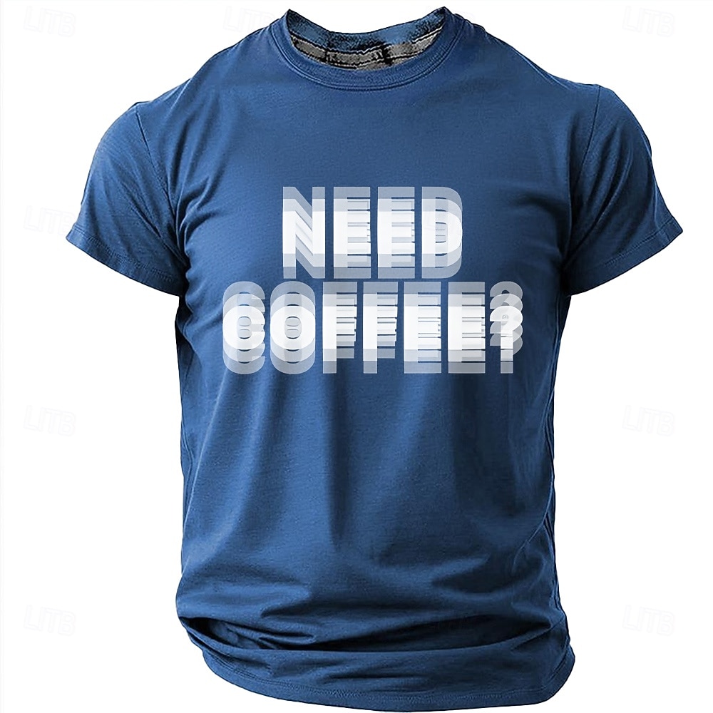 Men's NEED COFFEE? Funny Blurry Dizzy Effect Graphic T-Shirt Coffee Lover Gift Motion Blur Text Print Casual Short Sleeve Tee Office Humor Designer Clothing Apparel S M L XL XXL XXXL 2026 - $21.99 –P9