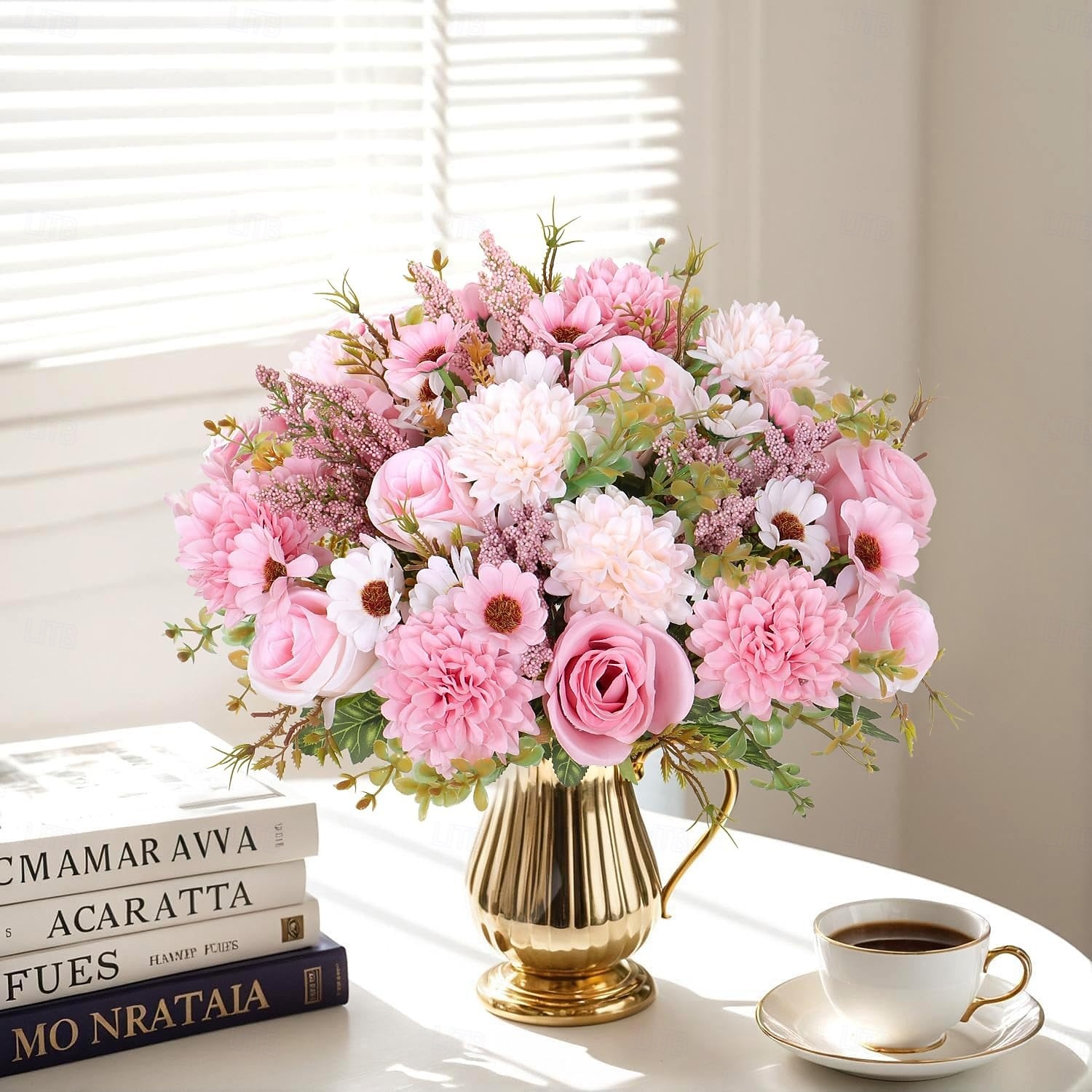 Artificial Flowers Like Real Artificial Bouquet 2/4 Packs Silk Artificial Roses Bouquet with Daisy Chrysanthemum Pink Flowers for Valentines Day Centerpiece Table Wedding Party Decor 2026 - $13.99 –P4