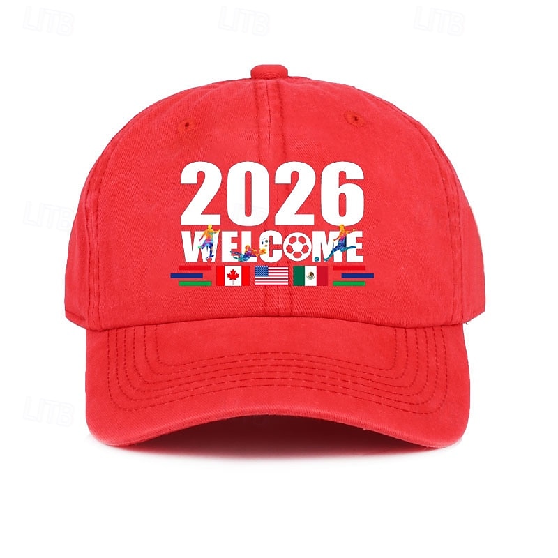 2026年 サッカーワールドカップ メキシコ アメリカ カナダ 2026 ベースボールキャップ、サッカーグラフィックレタープリントハット（男女兼用）、調節可能なアウトドアスポーツキャップ、カジュアルサンハット  コレクション – $16.99 –P6