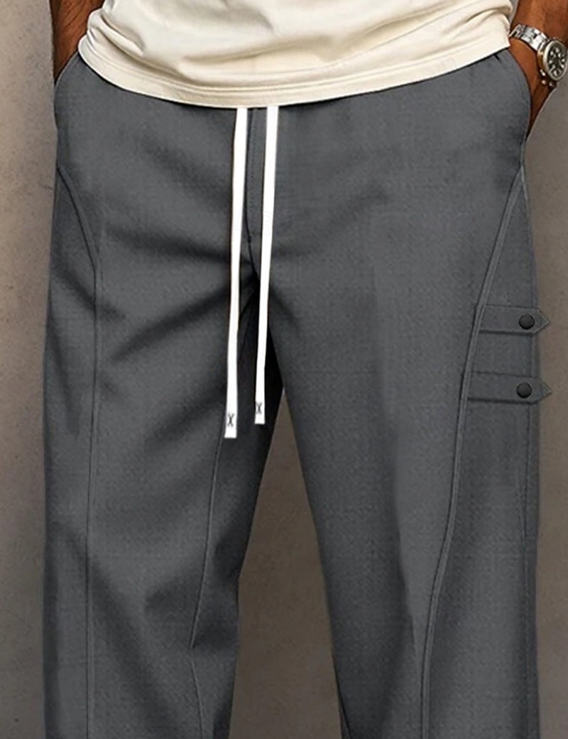 Bărbați Pantaloni Pantaloni casual Cordon Buzunar Simplu Confort Respirabil Lungime totală Casual Zilnic Casă Vacanță Modă Cămilă Gri Inelastic 2026 - $31.99 –P2