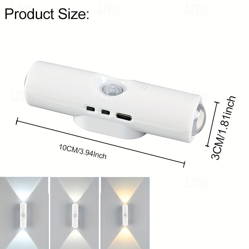 4 Pcs Magnetic Smart Motion Sensor USB Rechargeable Night Lights, Tri-Color Dimmable with Stepless Brightness, 3 Lighting Modes, LED Lamps for Indoor Use, Staircase, Bathroom, Hallway 2026 - $26.99 –P4