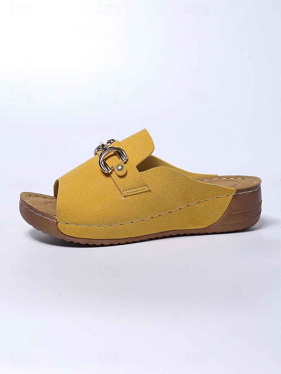 Women's Yellow Open-Toe Mule Slides with Chain – Comfortable Casual Sandals for Daily, Garden Wear and Travel Wear 2026 - $24.99 –P3