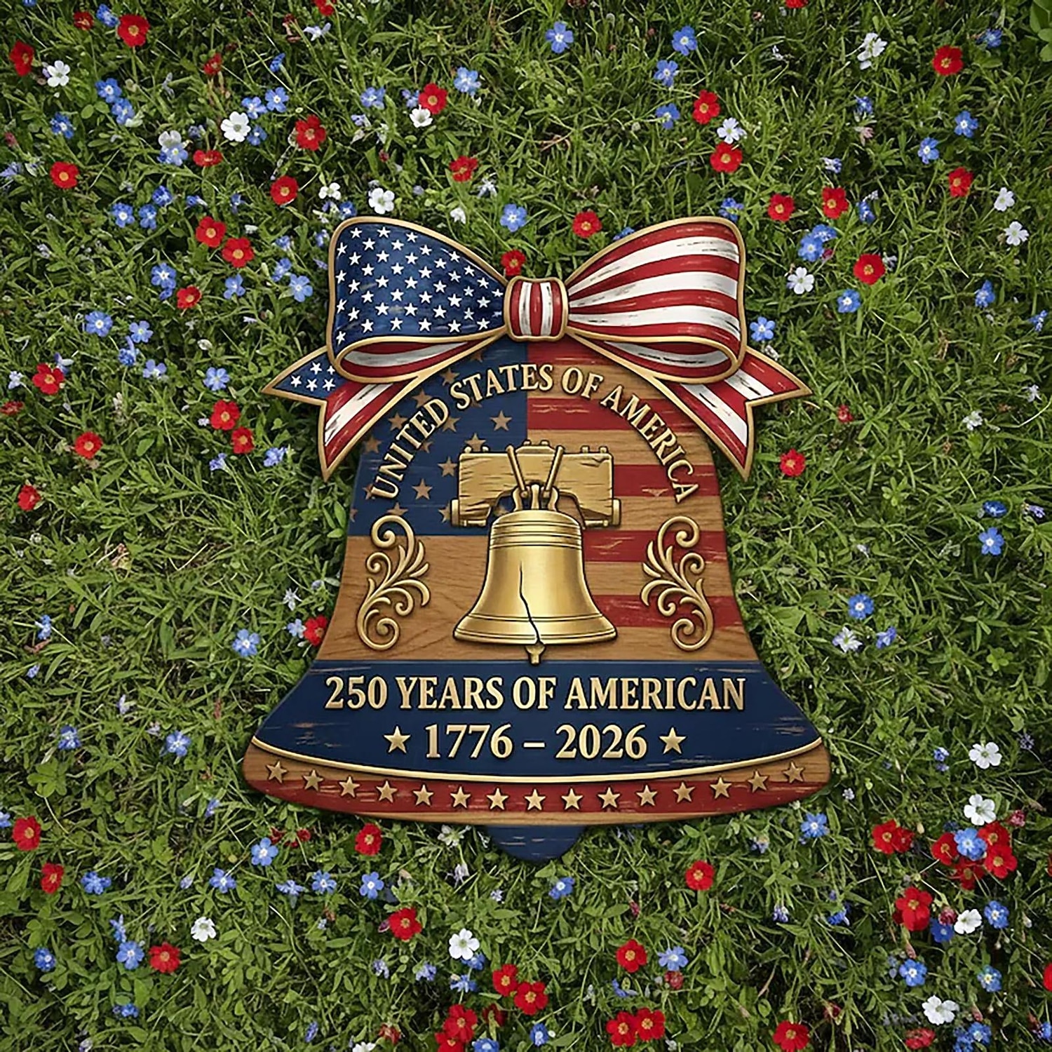 Dřevěná cedule k 250. výročí Spojených států, vlastenecká dekorace na zavěšení dveří ke Dni nezávislosti, nástěnná plaketa s americkou vlajkou na farmě, dekorace na verandu domu ke Dni nezávislosti 4. 2026 - $13.99 –P8