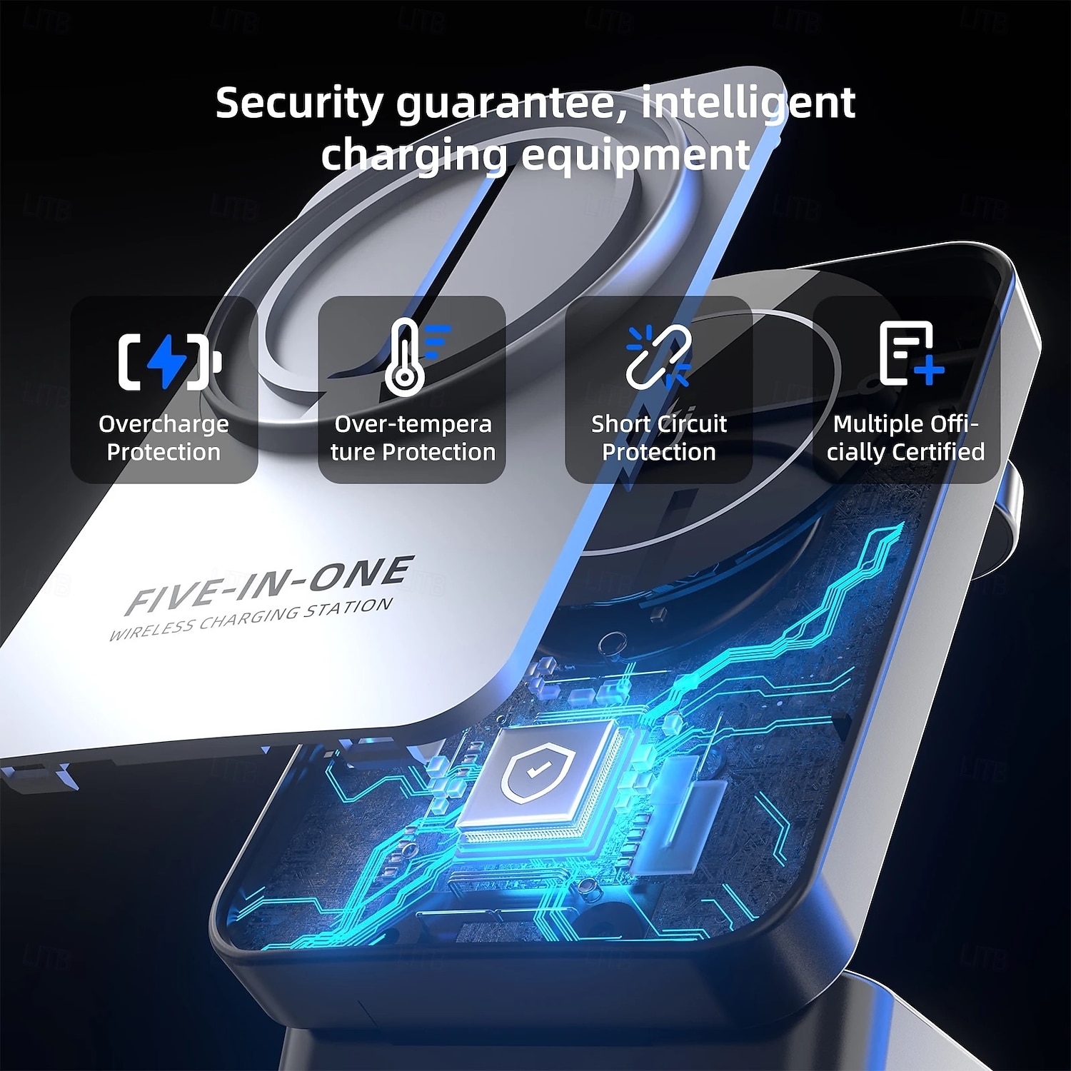 caricabatterie wireless per iPhone 17 16 15 14 13 12 11 x 8, stazione di ricarica 5 in 1 per Apple Watch 10/9/8/7/6/5/4/3/2/SE/Ultra/Ultra del 2026 a $43.99 –P5