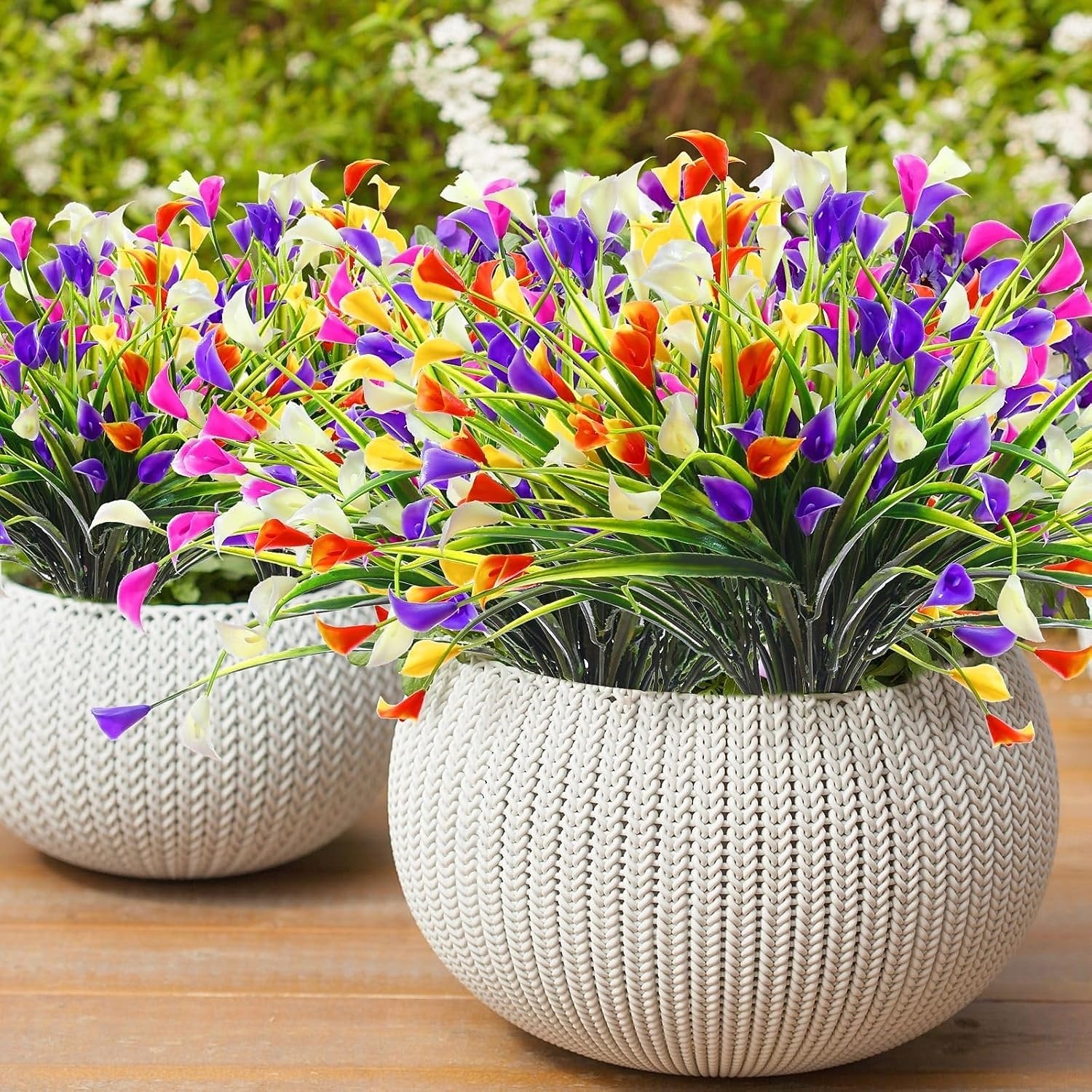 20 bunter med kunstige calla liljer til utendørs bruk, kunstige planter UV-bestandige kunstige plastblomster til innendørs blomsterkasse, veranda, sommer, kirkegård, vårdekor (fargemiks) 2026 - $27.99 –P4