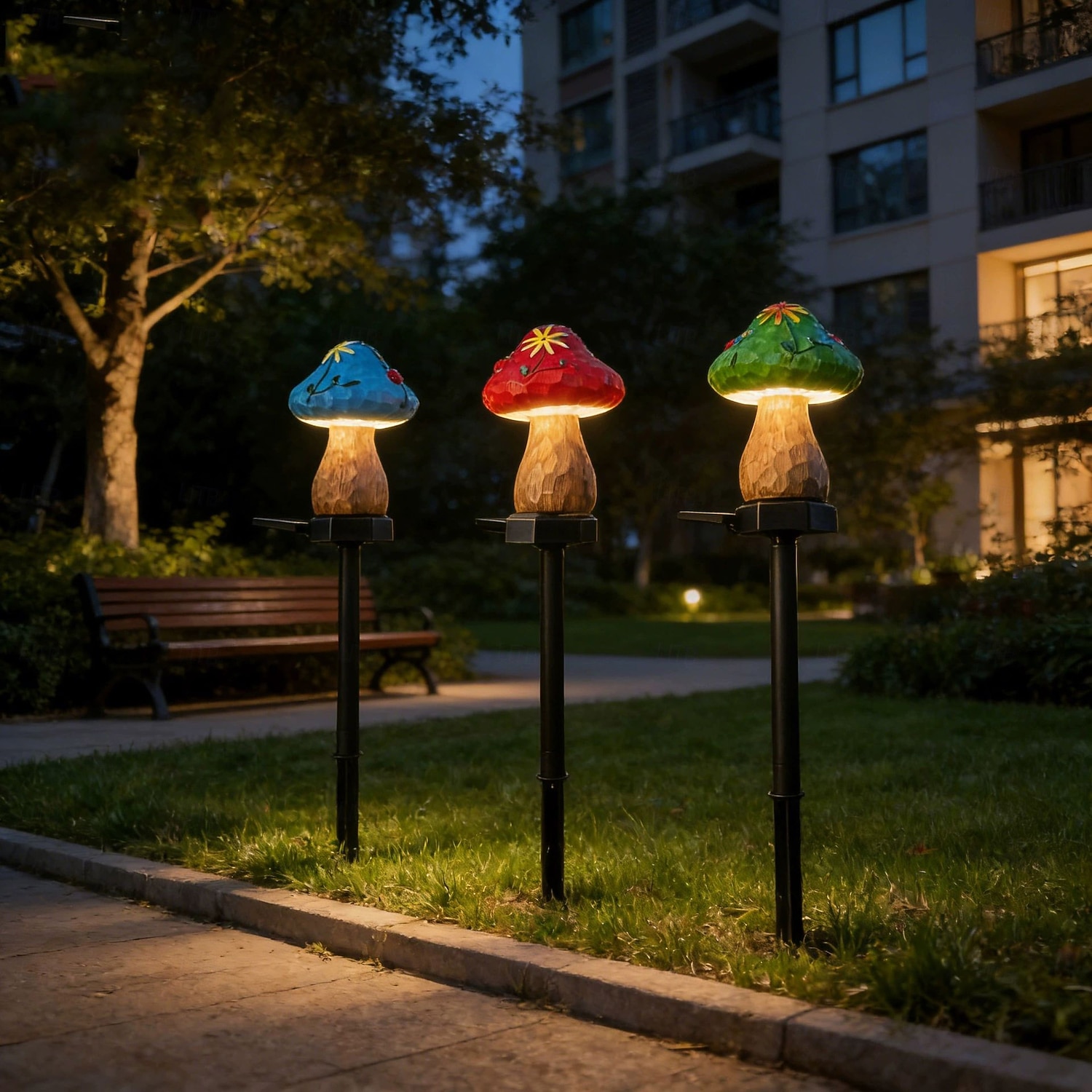 Lampy ogrodowe z żywicy zasilane energią słoneczną, wodoodporne, oświetlenie ścieżek zewnętrznych, dekoracja ogrodu w stylu willi (1 szt.) 2026 - $21.99 –P6