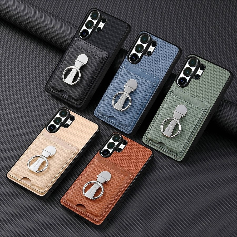 téléphone Coque Pour Samsung Galaxy S26 S26 Plus S26 Ultra Coque Arrière avec Support Support Anneau Emplacement Carte Rétro TPU Fibre faux cuir de 2026 ? $16.99 –P10