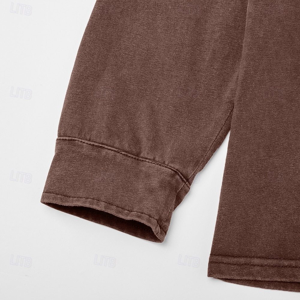 Férfi Henley ing 100% Cotton Acid Wash ing Póló póló Hosszú ujj Régies (Vintage) Retró Alkalmi Régies stílus Kimosva Henley Hétköznapi Tavasz Ősz Minden évszak Sötétbarna Fekete Rózsaszín Henley póló 2026 - $31.99 –P11