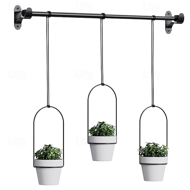 Ensemble de jardinières suspendues réglables pour fenêtre – support pour plantes en tige métallique avec 3 pots pour l'intérieur &Support mural extensible pour plantes d'extérieur, jardinière de 2026 ? $38.99 –P1