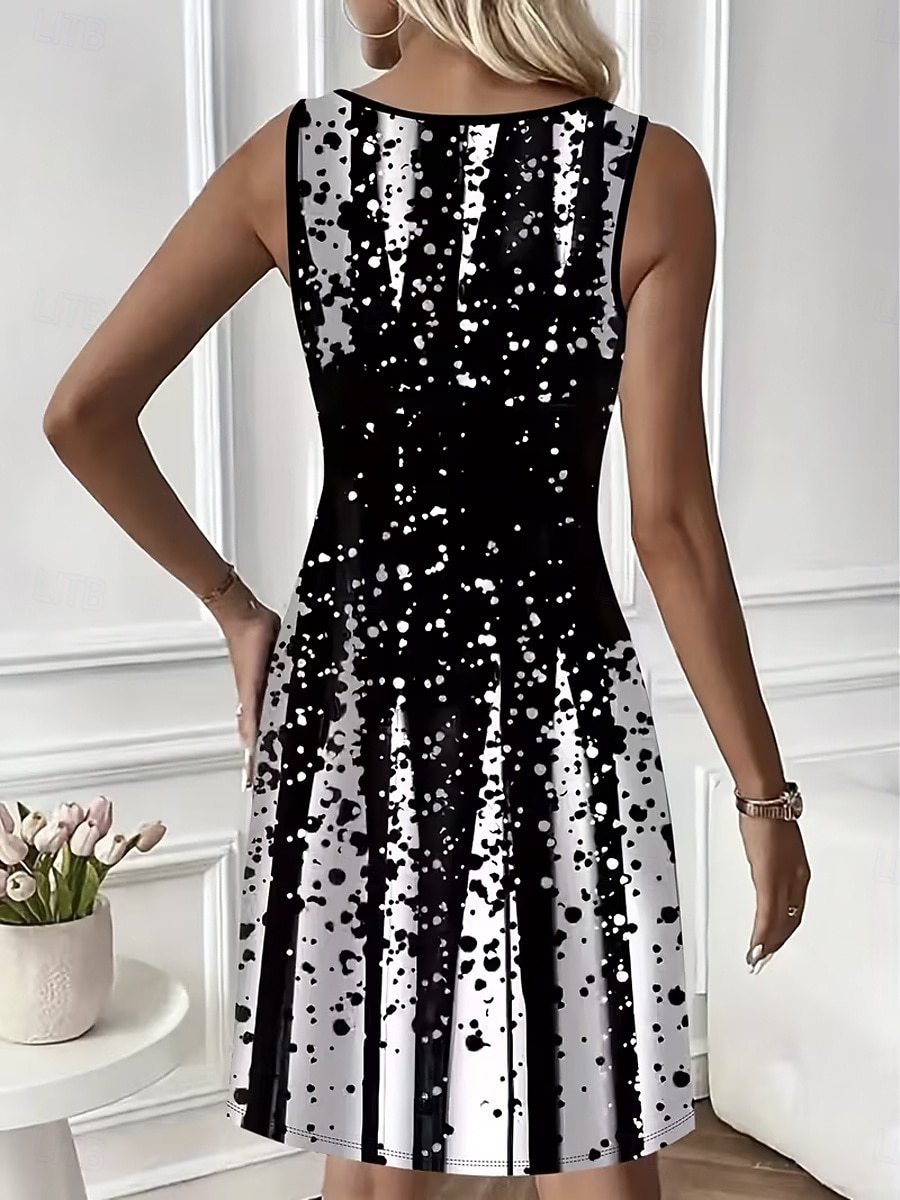 Pentru femei Rochie Mini Rochie A line Rochie de vară Rochie cu umeri Vacanță Casual Zilnic Fit regulat Ombre Grafic Geometric Fără manșon Stil Nautic Negru Vară 2026 - $21.99 –P2