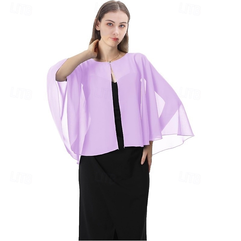 Bolero Envolturas de la madre Envolturas de novia Envolturas de invitados de boda Capa Elegante damas Estilo formal Sin Mangas Gasa Velos de Boda Con Color Puro Para Diario Verano 2026 - $28.99 –P3