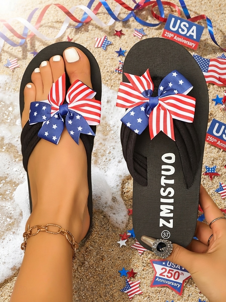 Femmes Occasionnel Quotidien Plage Nœud Talon plat Bout ouvert Occasionnel Tissu A enfiler Rouge Beige Rouge + Bleu de 2026 ? $18.99 –P7