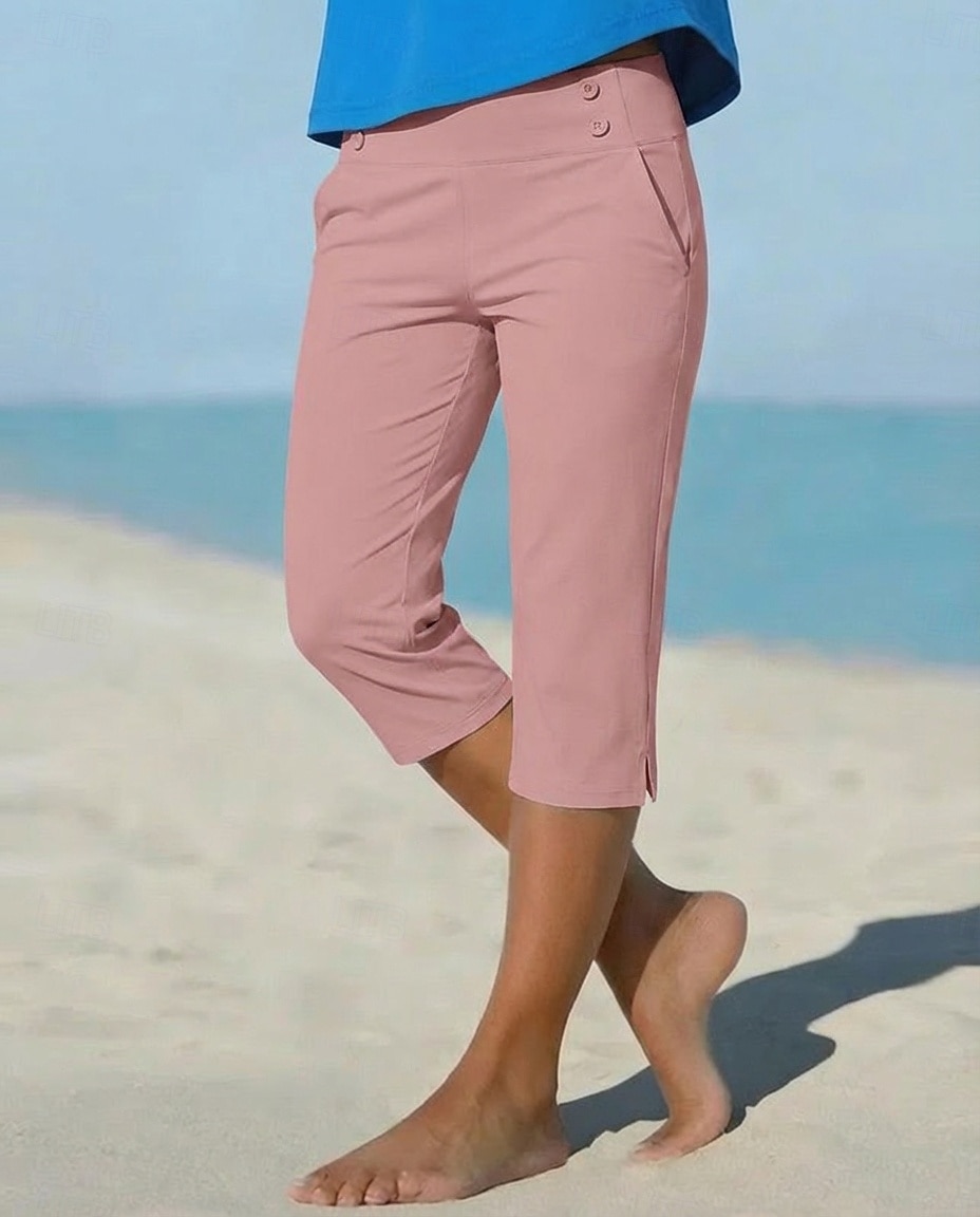 Damen Caprihose Stoffhosen Gemütliche Leggings Urlaub Basic Lässig Wadenlang Natürliche Taille Einfach Seitentaschen Geteilt Bequem Komfort Atmungsaktiv Hohe Elastizität Urlaub Yoga Straße Navy-Blau 2026 - $21.99 –P6