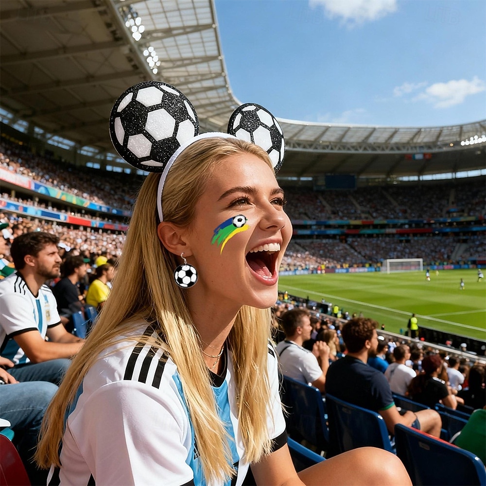 Kit para fanáticos del partido mundial de fútbol de verano de EE. UU., Canadá y México 2026, accesorios para porristas, diademas, aretes, tatuajes adhesivos y accesorios para porristas y apoyo 2026 - $9.99 –P5