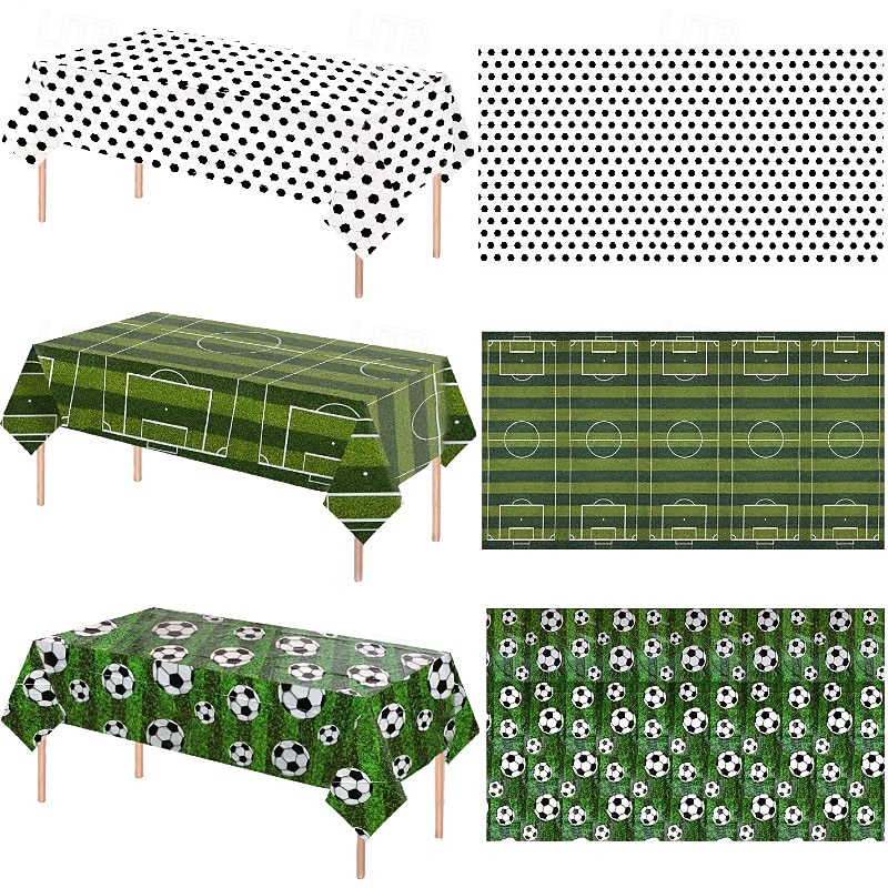 طقم من 3 مفارش طاولة لكرة القدم، مناسبة لمباريات الصيف العالمية، مقاس 54 × 108 بوصة، غطاء طاولة من البولي إيثيلين المقاوم للماء للاستخدام مرة واحدة، زينة طاولة لحفلات ذات طابع رياضي، مثالية لأعياد 2026 - $20.99 –P1