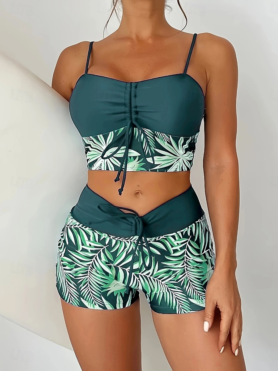 Mulheres Roupa de Banho Tankini Cavado roupa de banho Patchwork Férias Roupa de Praia Gráfico Decote Redondo Sem Manga Fatos de banho de 2026 por $22.99 –P16