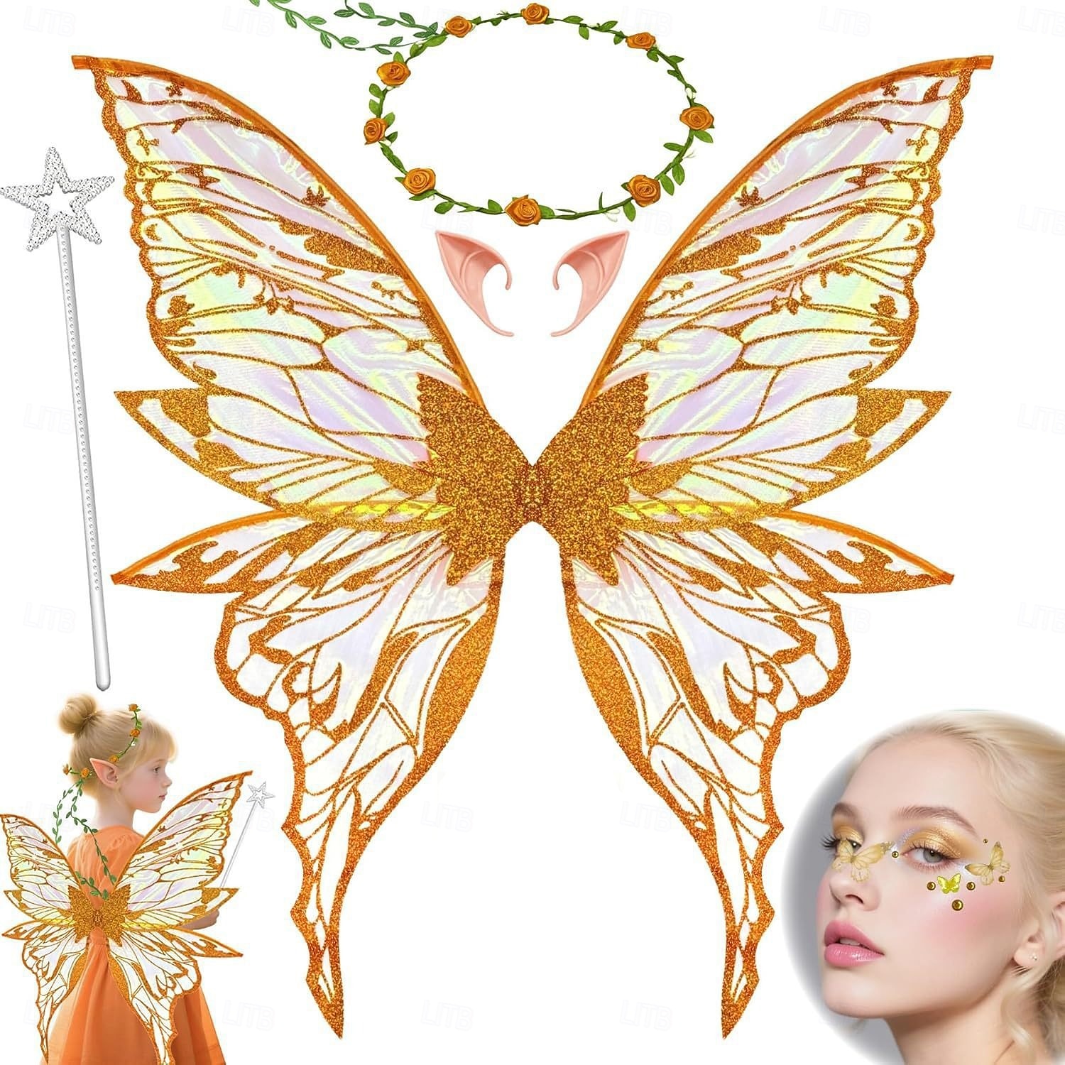 Médiéval Renaissance Ailes Accessoires Ear Cuffs Elfe Fée Papillon Déguisement Femmes Fantaisie Halloween Carnaval Performance LARP Foire de la Renaissance Adulte Plus d'accessoires de 2026 ? $18.99 –P1