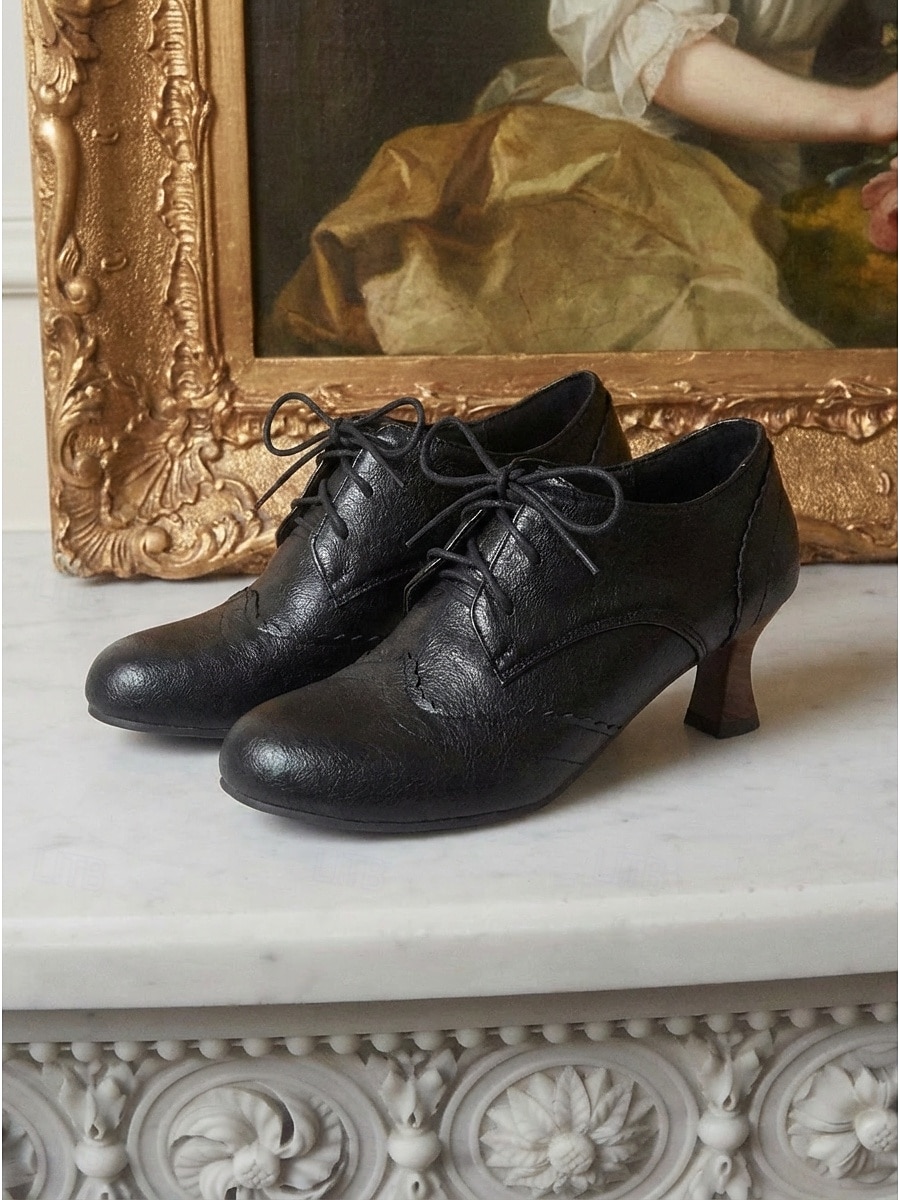 Women's Victorian Style Lace-Up Oxford Pumps - Elegant Edwardian Retro Heeled Booties with Scalloped Brogue Detail and Spool Heel for Vintage Weddings, Period Costumes & Classic Tea Parties 2026 - $64.99 –P1