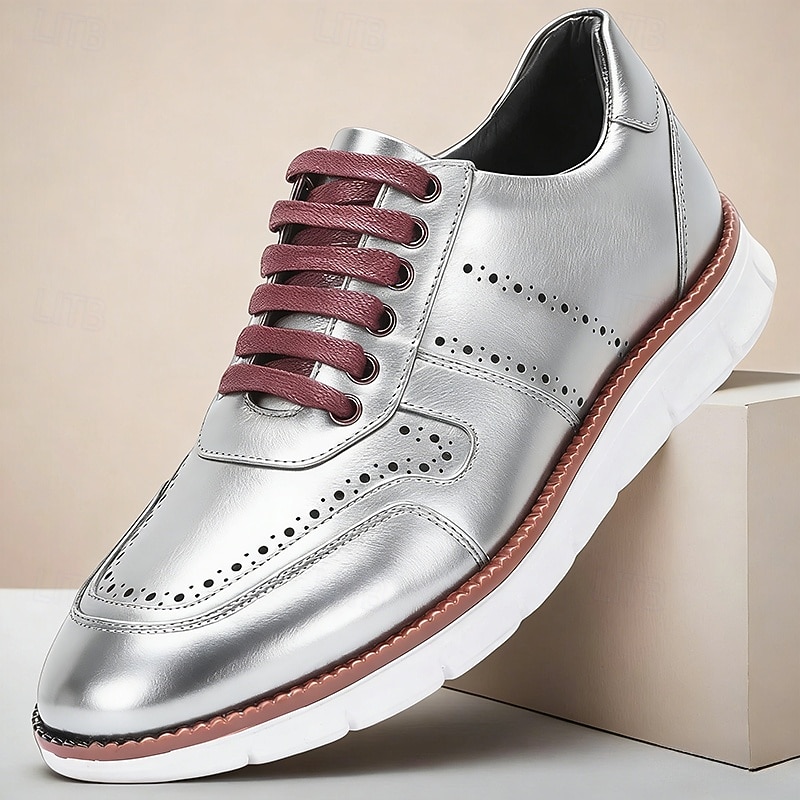 Ανδρικά γκρι δερμάτινα παπούτσια με κορδόνια – κλασικό φόρεμα σε casual στυλ, άνετα ρούχα γραφείου, επαγγελματικά και επίσημα ρούχα 2026 - $84.99 –P1