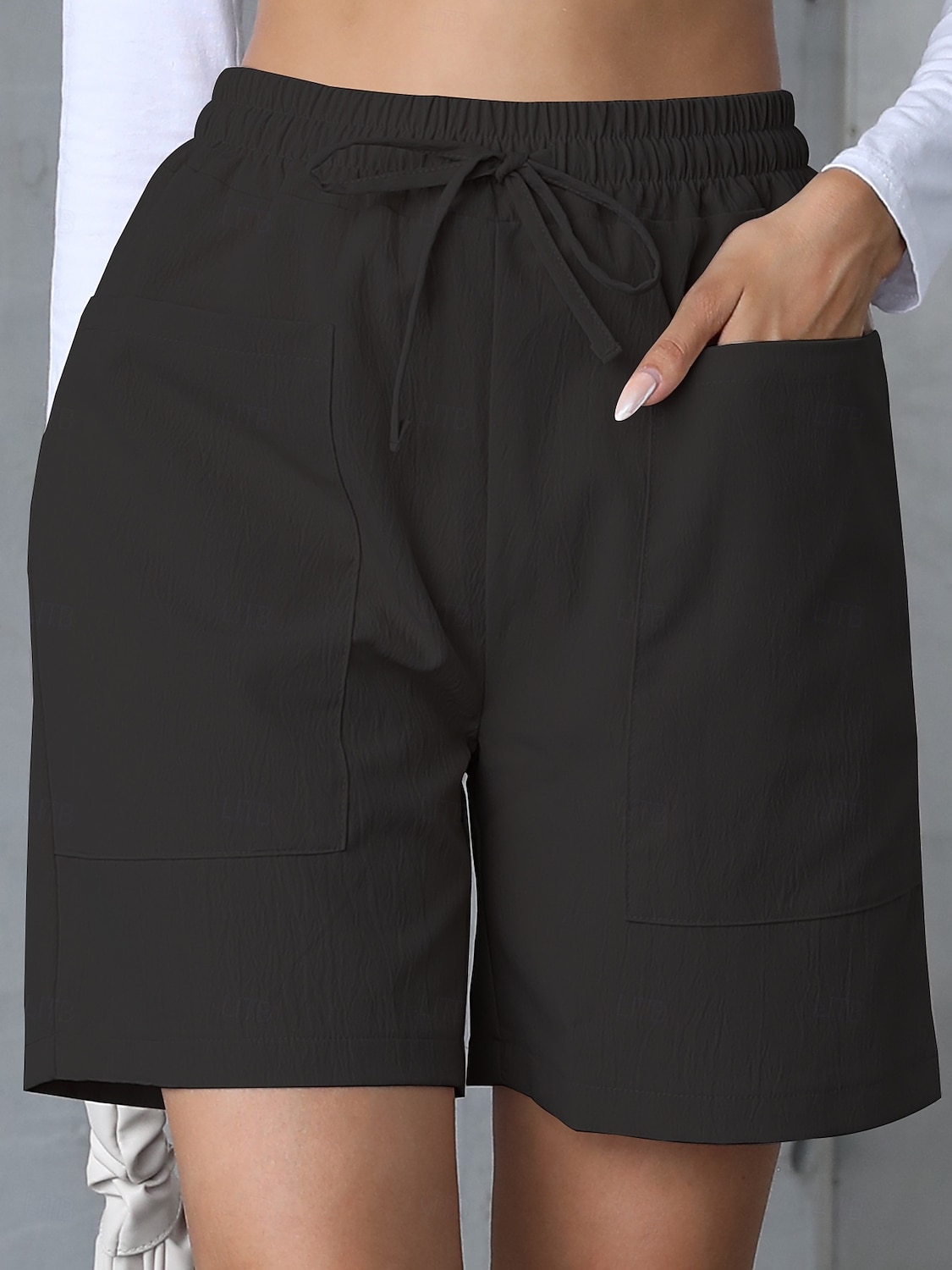 Women's Bermuda shorts Shorts Summer Shorts Beach Shorts Vacation Fashion Casual Daily Knee Length High Waist Solid Color Plain Drawstring Pocket Elastic Waistband Comfort Soft Breathable 2026 - $24.99 –P12