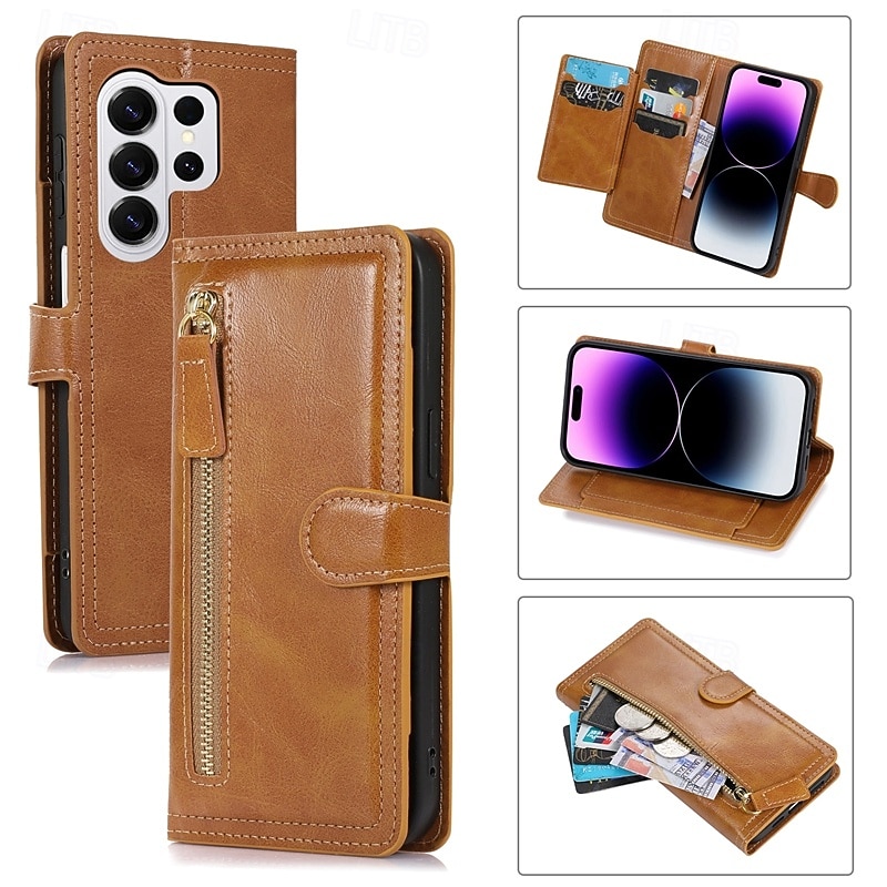 telefono Custodia Per Samsung Galaxy S26 S26 Plus S26 Ultra Custodia Portafoglio Cerniera Protezione Completa Cavalletto Retrò Pelle PU del 2026 a $20.99 –P1