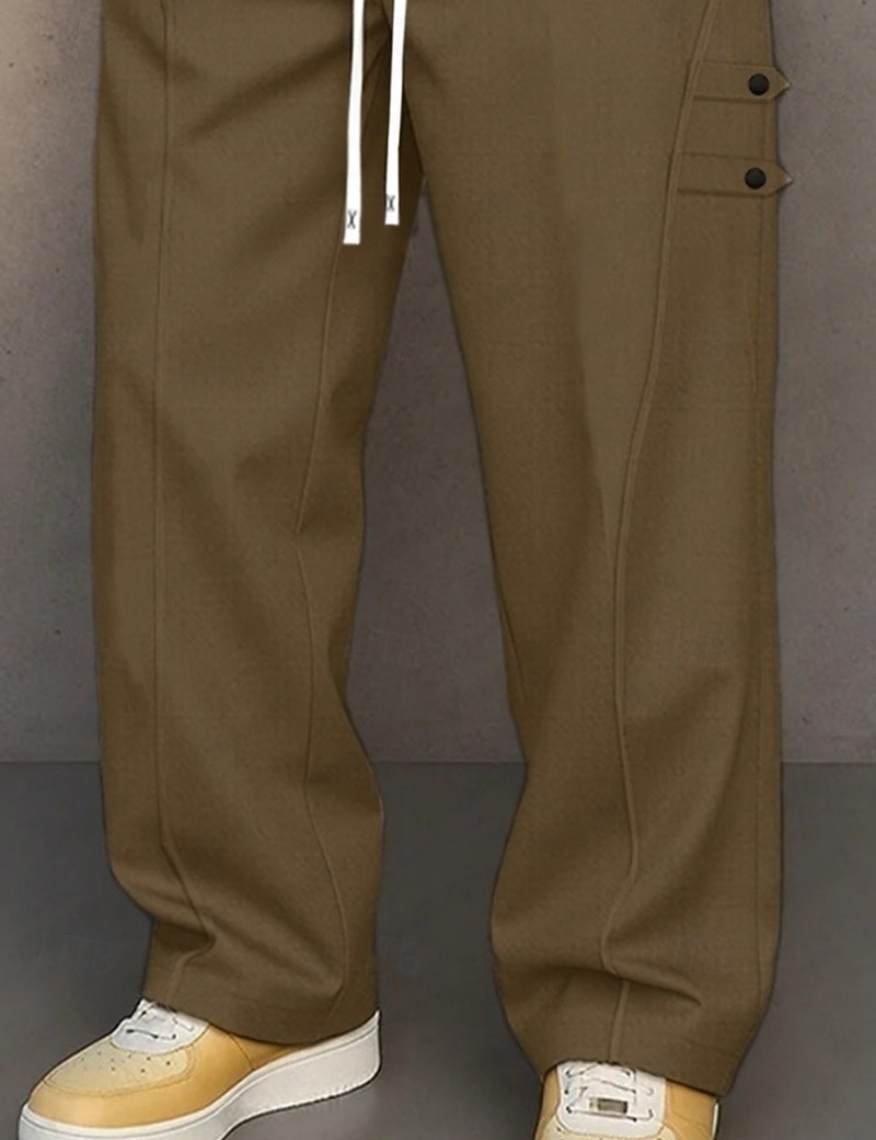 Bărbați Pantaloni Pantaloni casual Cordon Buzunar Simplu Confort Respirabil Lungime totală Casual Zilnic Casă Vacanță Modă Cămilă Gri Inelastic 2026 - $31.99 –P6