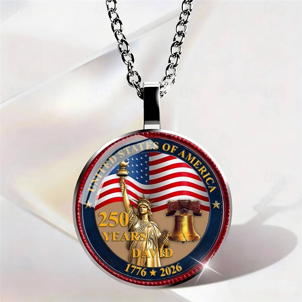 Σετ κολιέ 3 τεμαχίων για την 250ή επέτειο των ΗΠΑ – μενταγιόν 2d με αετό και αμερικανική σημαία, πατριωτικό αναμνηστικό κόσμημα, συλλεκτικό 1776-2026, ημέρα ανεξαρτησίας, 4η Ιουλίου, δώρο υπερηφάνειας για τις ΗΠΑ 2026 - $9.99 –P2
