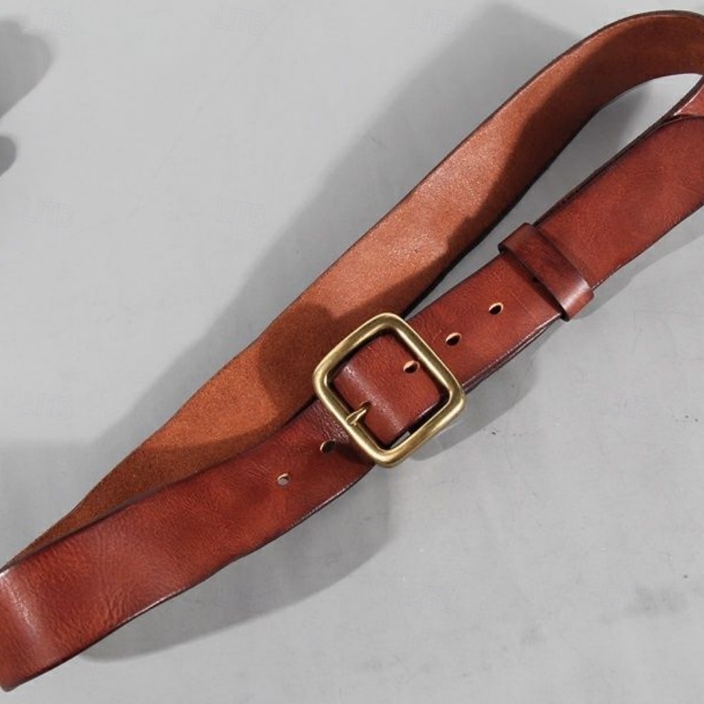 Hombre Cinturón Hebilla automática Cobre Cuero Vintage Ropa de calle Ocio Color sólido Rojo tinto Negro Diario Exterior Negocio Formal Cinturón de Cintura 2026 - $43.99 –P15