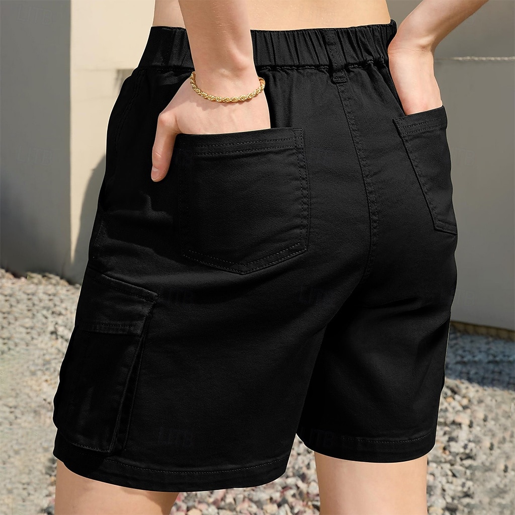 Women's Bermuda shorts Cargo Shorts Shorts Summer Shorts Vacation Fashion Casual Daily Short Mid Waist Solid Color Plain Patchwork Zipper Pocket Comfort Quick Dry Soft Micro-elastic Streetwear Beach 2026 - $33.99 –P3
