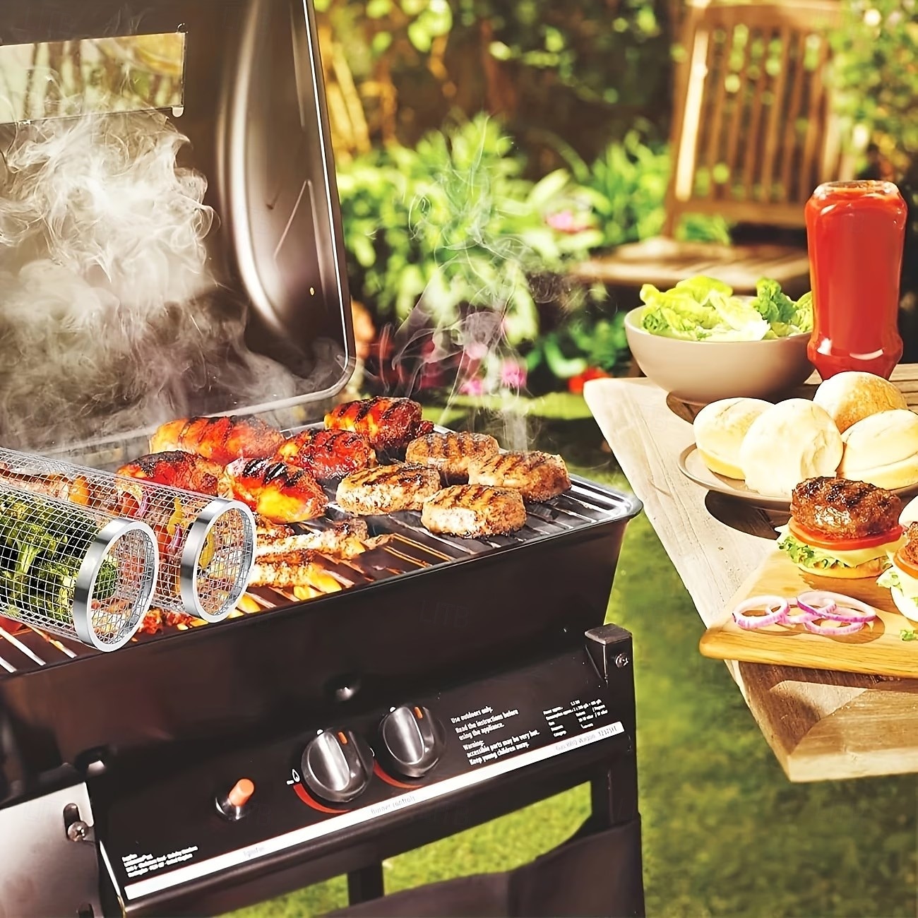 2pcs/set Portable Stainless Steel Barbecue Grill Set, Stainless Steel Portable Barbecue Cooking Rack, Barbecue Tool Set, Outdoor Grill Basket, Outdoor Camping Grill, Outdoor Round Barbecue Fire Pit 2026 - $22.99 –P9