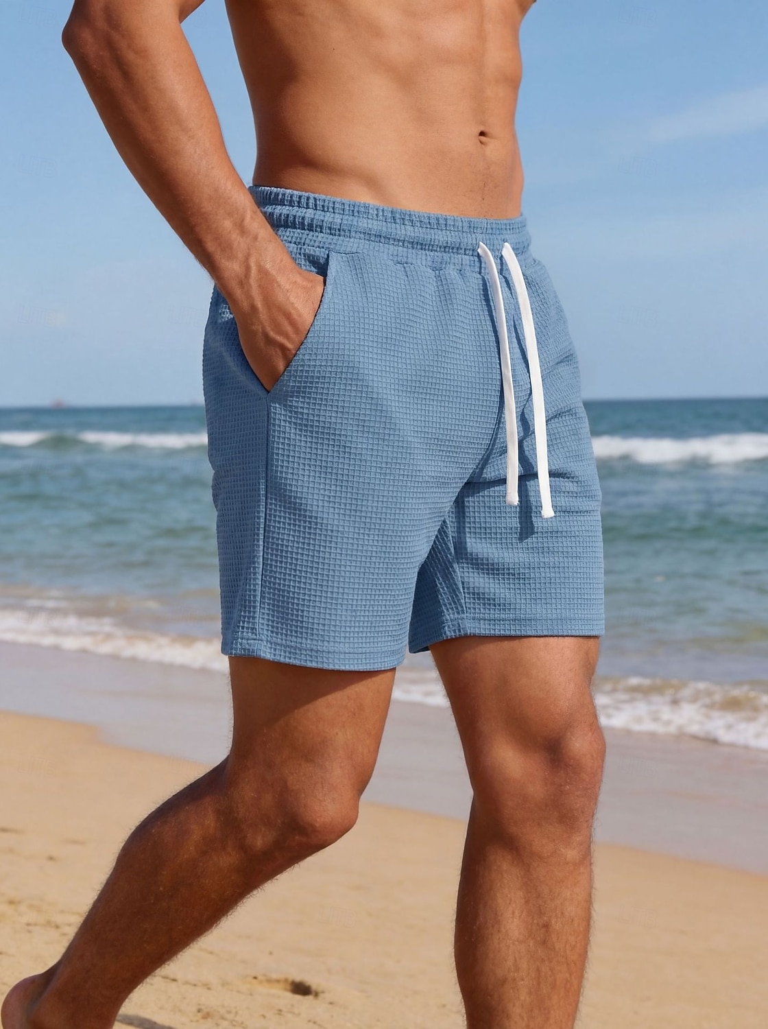 Per uomo Pantaloncini Waffle Shorts Pantaloncini casual Tasca Elastico in vita Semplice Trama Comodità Traspirante Sopra il ginocchio Casuale All'aperto Spiaggia Vacanza Moda Nero Bianco del 2026 a $21.99 –P1