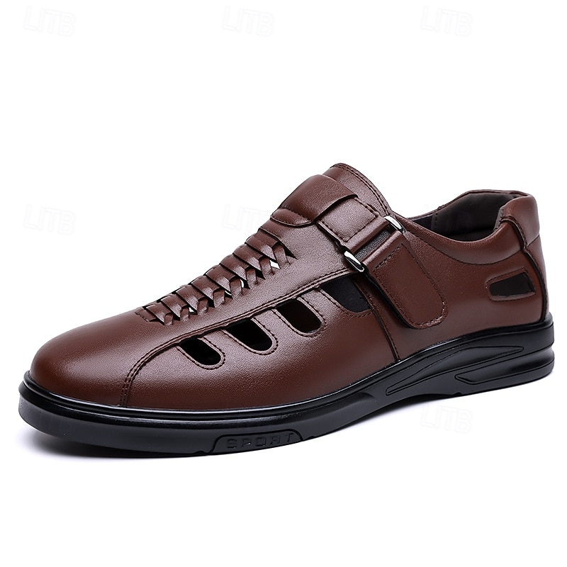 Sapatos casuais masculinos marrons com fivela e recortes, confortáveis para caminhada, ideais para uso diário, viagens, dirigir, escritório, looks casuais de negócios, fins de semana e estilo elegante. de 2026 por $42.99 –P12