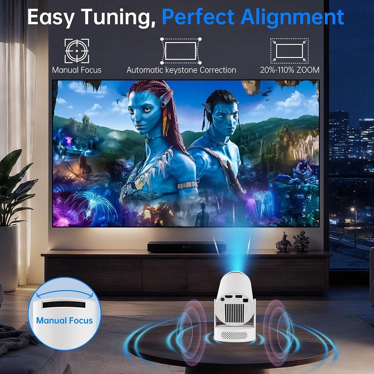 Portable Smart Mini Projector with WiFi and Bluetooth, 180° Rotatable Mini Projector for Outdoor Movies & Sports, Supports 4K, Perfect Soccer Fan Gift for 2026 Match Season Backyard Party Decor 2026 - $78.99 –P5