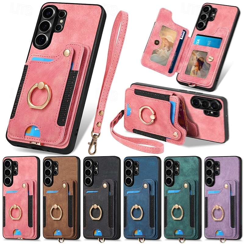 Phone Case For Samsung Galaxy S26 S25 Edge S24 S23 FE S22 Plus  Ultra A56 A36 A26 A16 A06 Wallet Case with Wrist Strap Shockproof TPU PU Leather 2026 - $17.99 –P2
