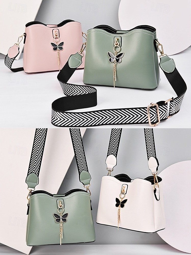 Bolsa transversal feminina em couro sintético com alça ajustável, pingente de borboleta, bolsa casual chique multicolorida para uso diário, deslocamento para o trabalho e passeios de férias. de 2026 por $26.99 –P5