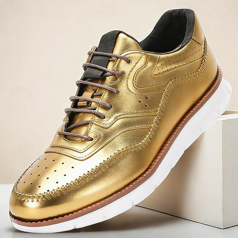 Grüne Herren-Sneaker aus echtem Leder – atmungsaktives Wingtip-Design, elegante Freizeitschuhe, geeignet für Büro, Party und Alltag 2026 - $84.99 –P1