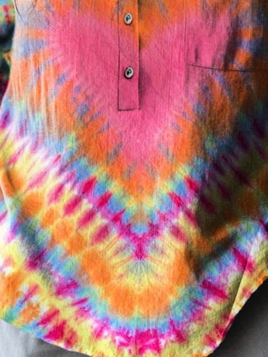 Women's Blouse Print Heart Tie Dye Vacation Vintage Daily Long Sleeve Shirt Collar Regular Tops Daily Outdoor Holiday Pink Summer Spring Fall 2026 - $31.99 –P3