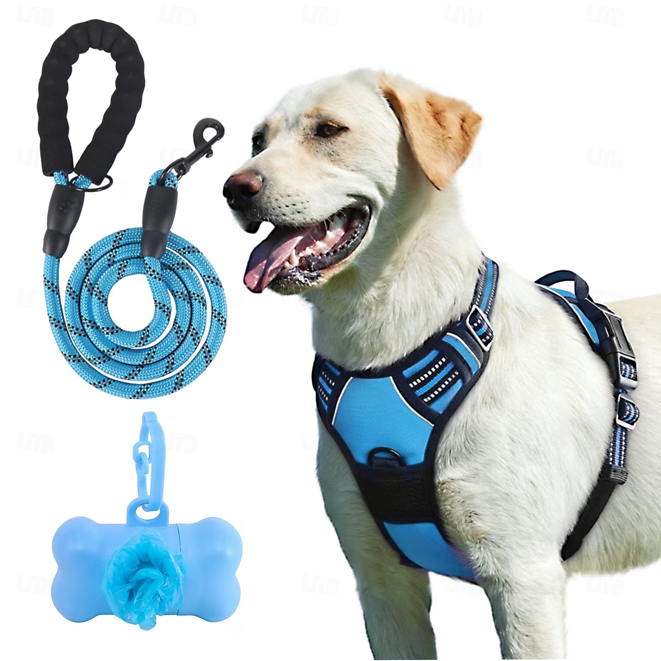 Set di 4 pezzi che include pettorina e guinzaglio per cani, un guinzaglio abbinato e un dispenser per sacchetti per le deiezioni. Questa pettorina per animali domestici, antistrappo e del 2026 a $32.99 –P1